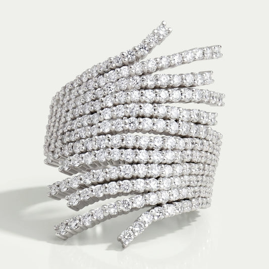 Round Cut Row Bypass Engagement Ring