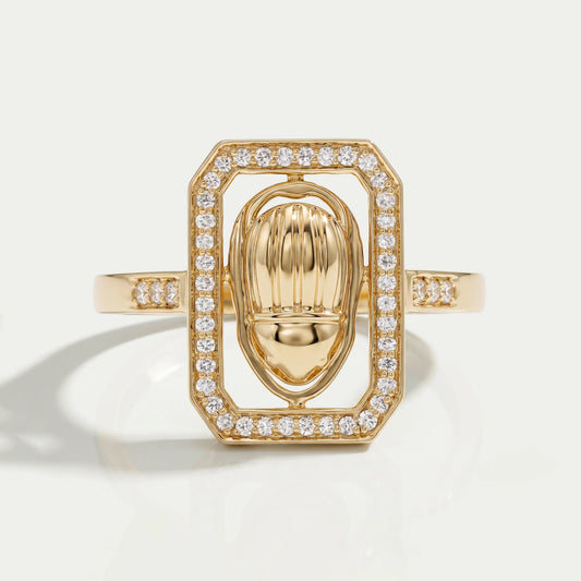 Round Cut Scarab Diamond Ring For men's