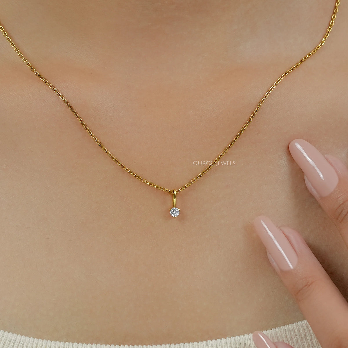 Lab Grown Round Diamond Solitaire Pendant Necklaces