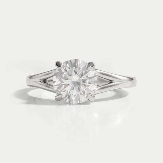 Round Lab Diamond Solitaire Split Shank Ring Ring