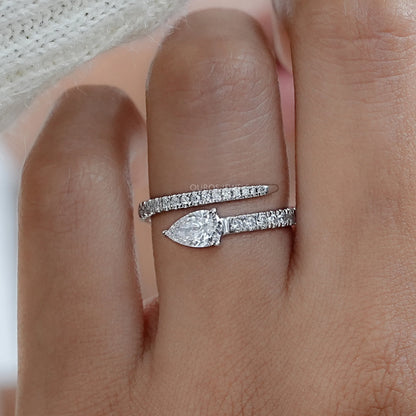 Pear Cut Lab Diamond Spiral Anniversary Ring Rings