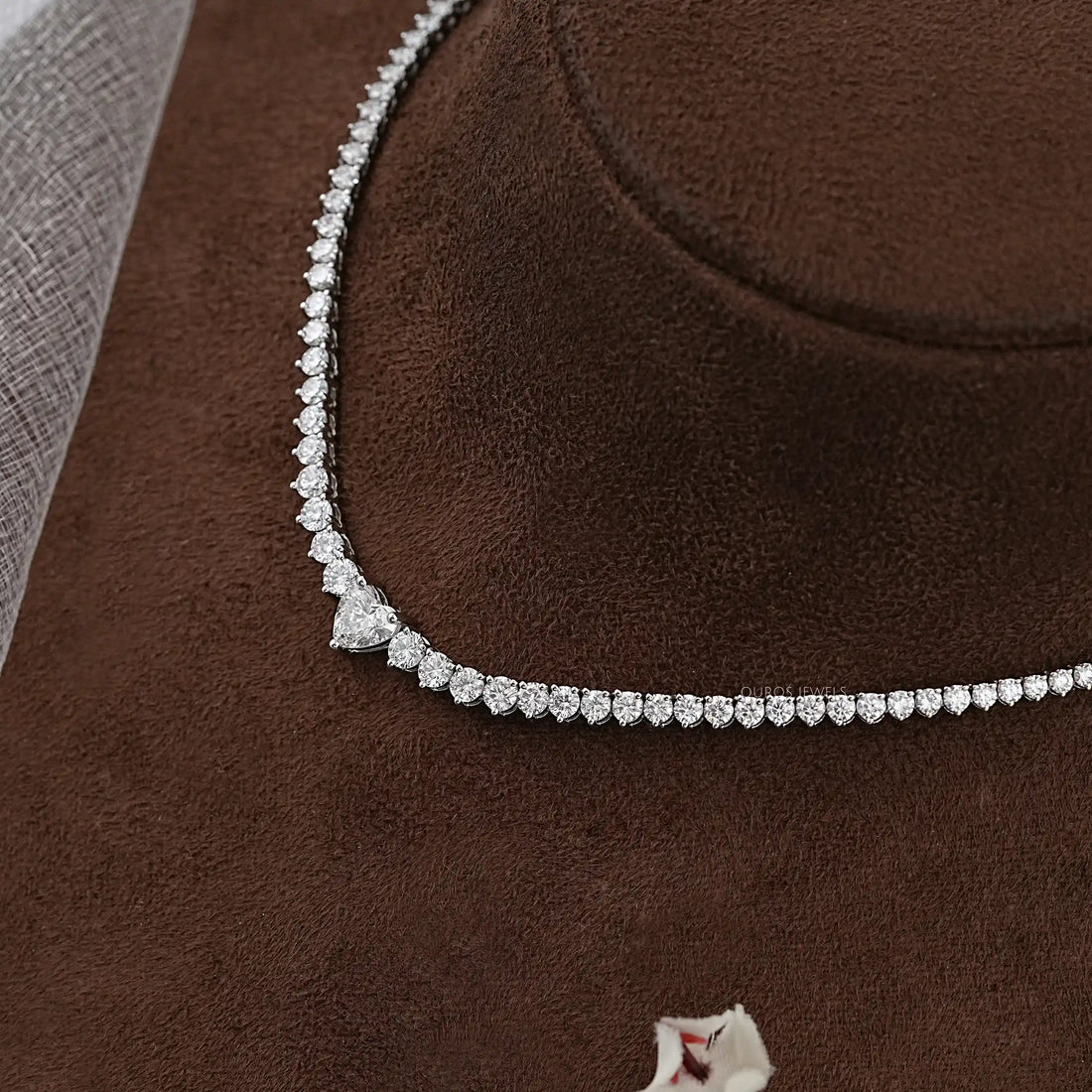 Heart And Round Lab Diamond Tennis Necklace Necklaces