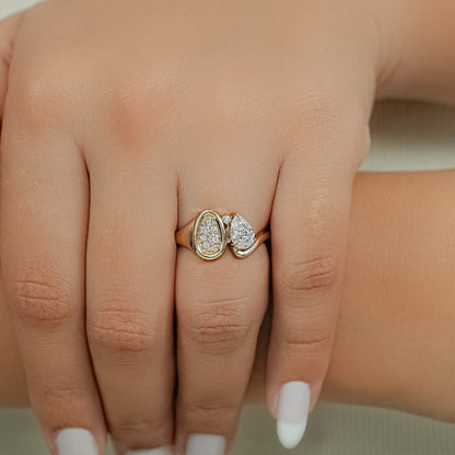 Pear And Pave Signet Set Bypass Ring