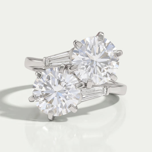 Round Lab Diamond Toi Et Moi Anniversary Ring