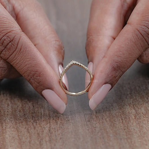 Round Lab Diamond Curved Wedding Band Rings