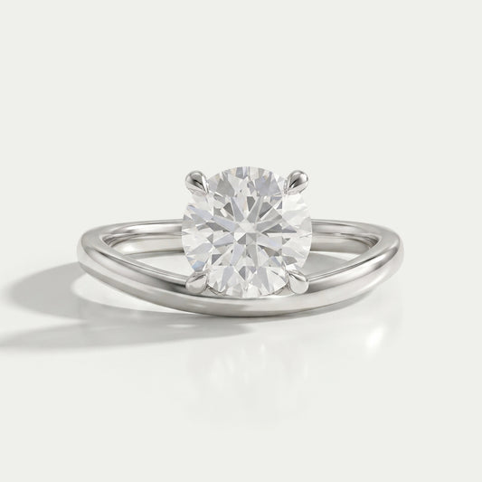 Round Cut Solitaire Wave Diamond Ring Ring