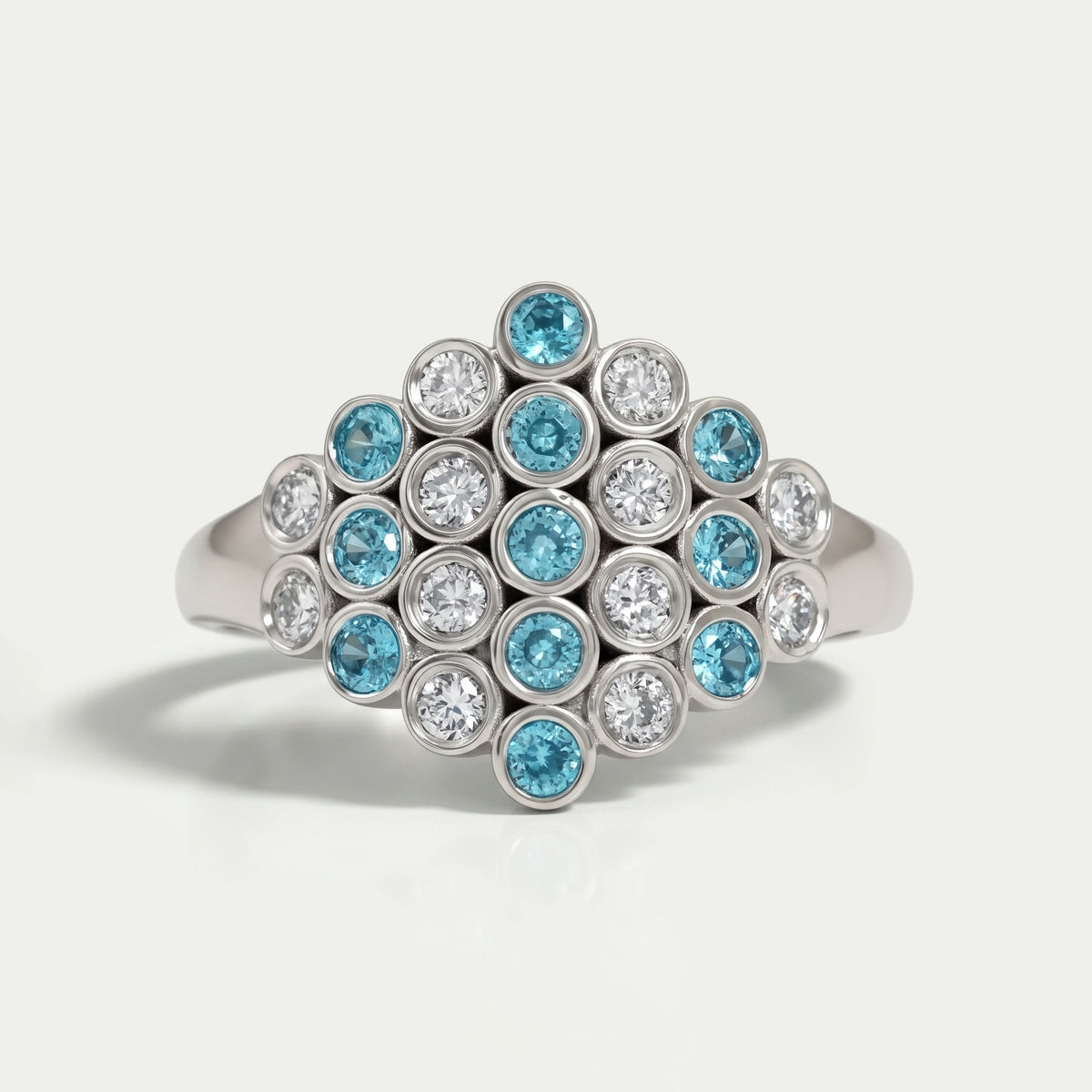 Round Cut Paraiba Lab Gemstone Bezel Set Wedding Ring Ring