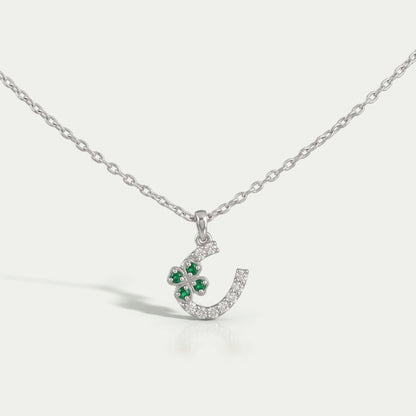 Round Green Gemstone Leaf Charm Pendant Necklaces