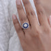 Old European Round Cut Sapphire Halo Engagement Ring Rings