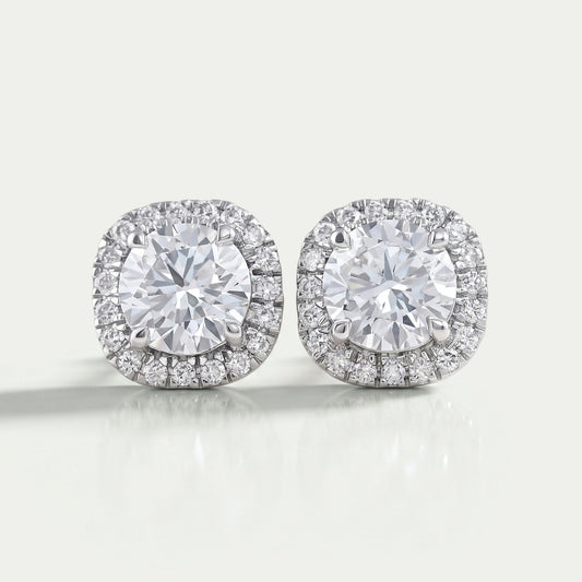 Brilliant Round Lab Diamond Halo Stud Earrings Earring