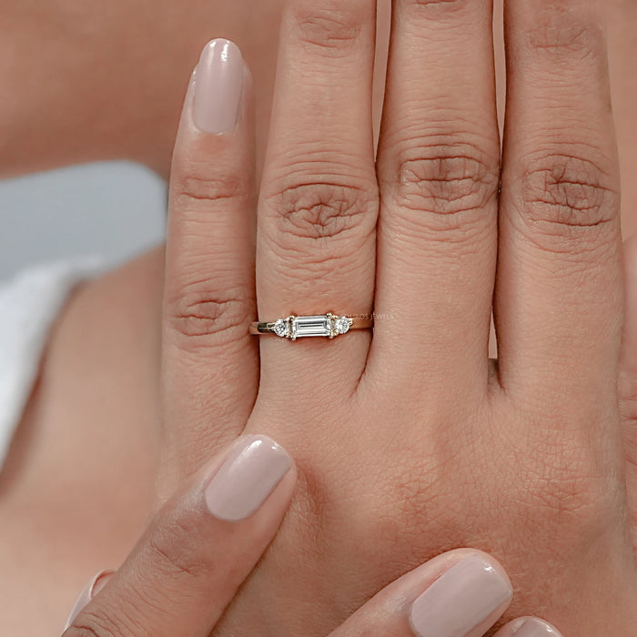 Baguette Cut Lab Diamond Dainty Ring Ring