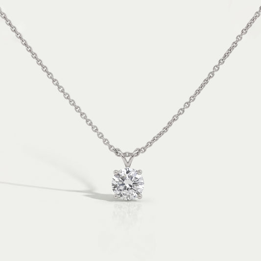 Round Lab Grown Diamond Bail Pendant Necklaces