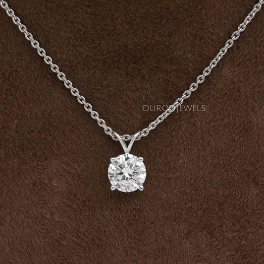 Round Lab Grown Diamond Bail Pendant Necklaces