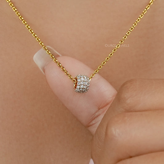 Round Lab Diamond Barrel Pendant Necklaces