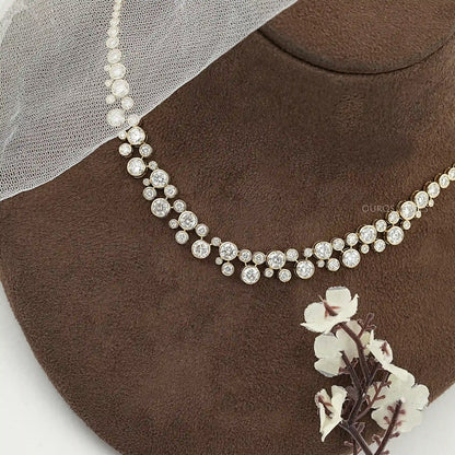 Bubble Set Bezel Cluster Lab Diamond Necklace