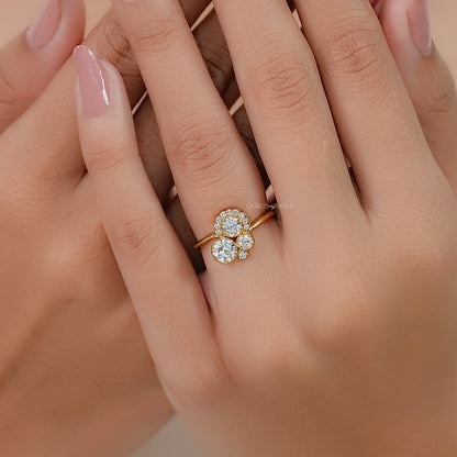 OEC Round Lab Diamond Cluster Engagement Ring