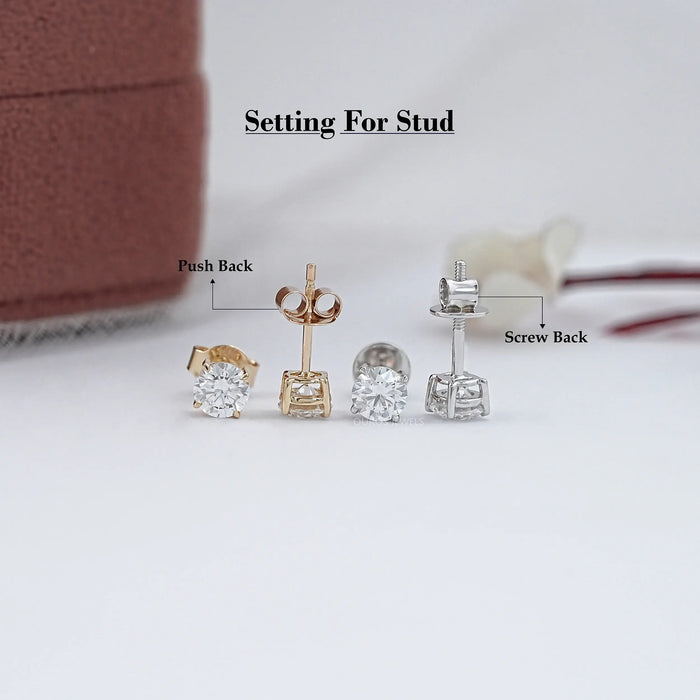 Round Cut Lab Grown Diamond Stud Earrings Earrings