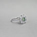 Green Cushion Diamond Halo Engagement Ring