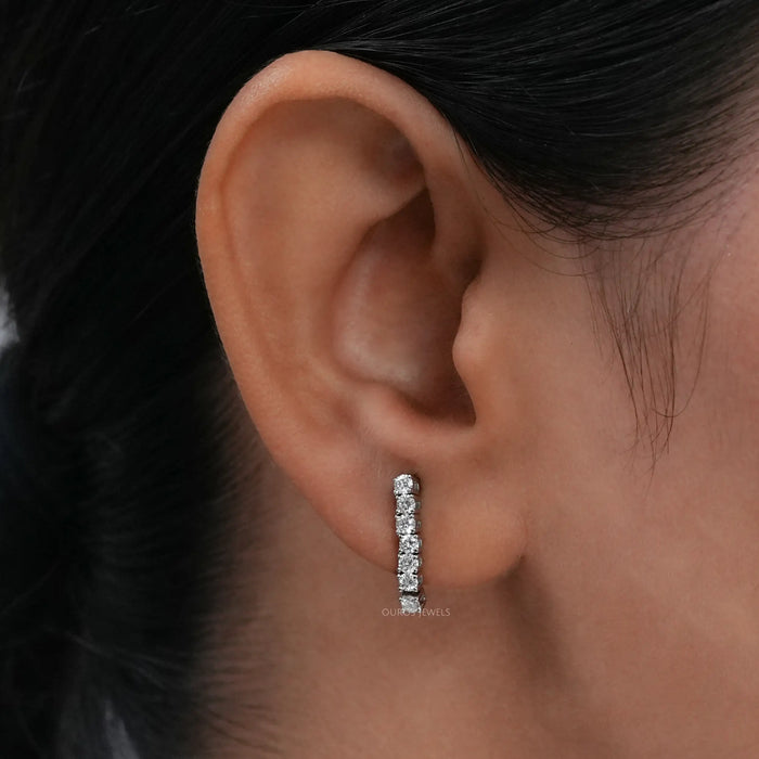 Round Lab Diamond Linear Drop Earring Earring