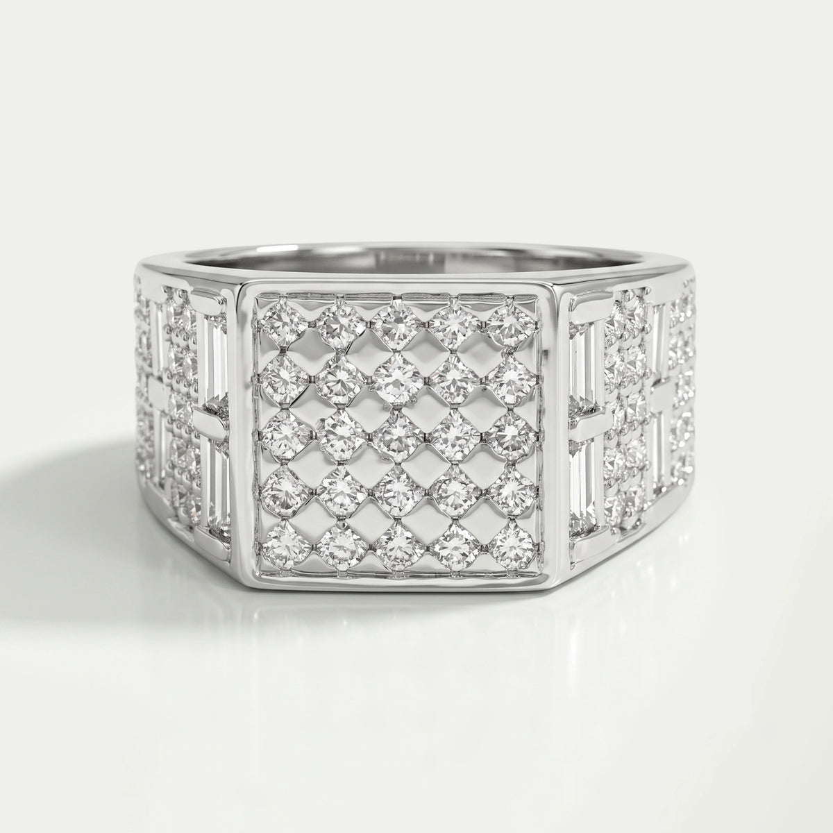 Grid Cluster Diamond Ring For Men's Rings