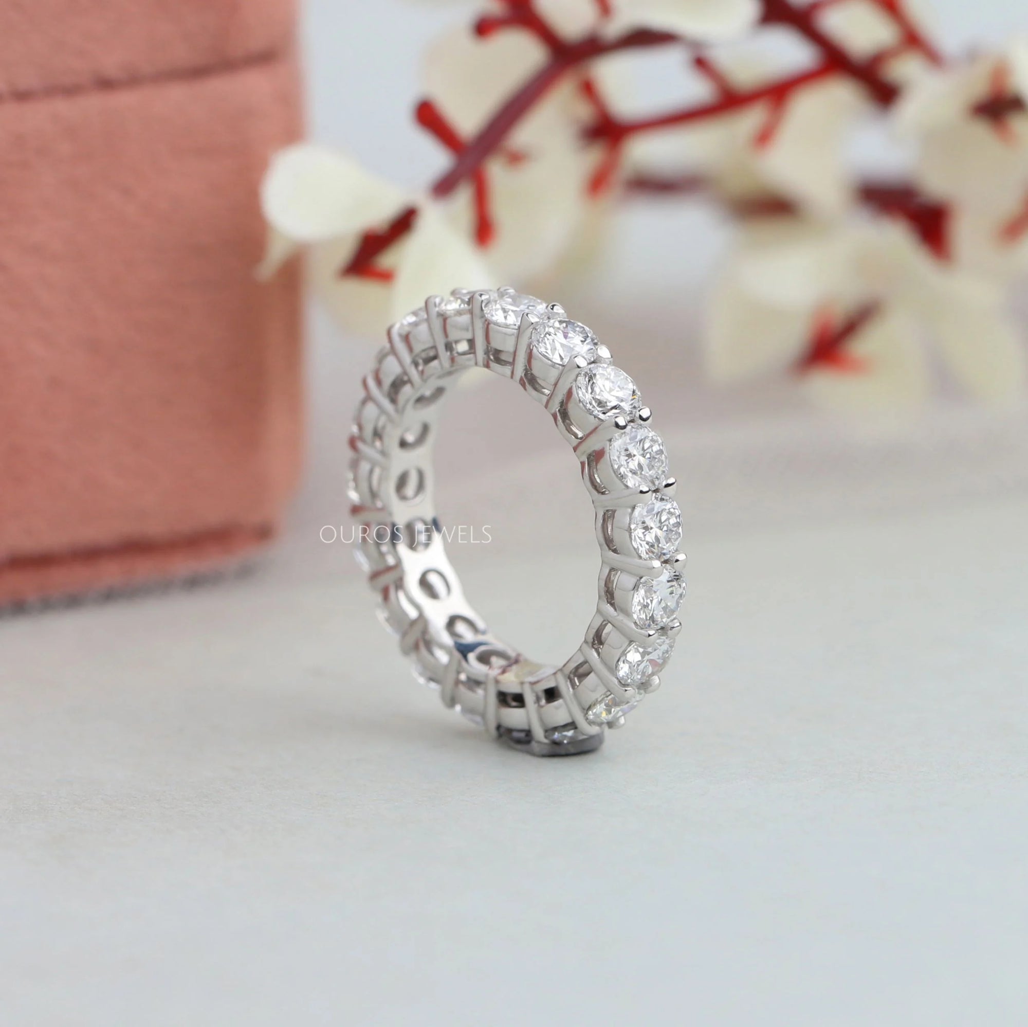 Round Lab Diamond Eternity Wedding Band Ring
