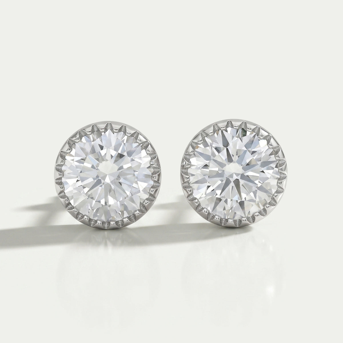 Round Lab Diamond Milgrain Stud Earrings Earrings