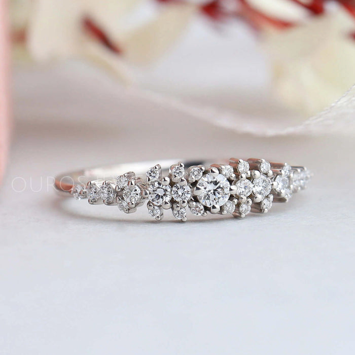 Cluster Round Shape Lab Diamond Ring Rings