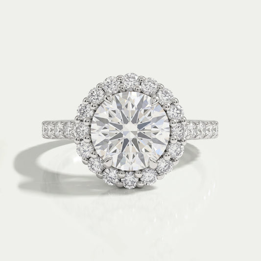 Round Cut Halo With Accent Diamond Engagement Ring