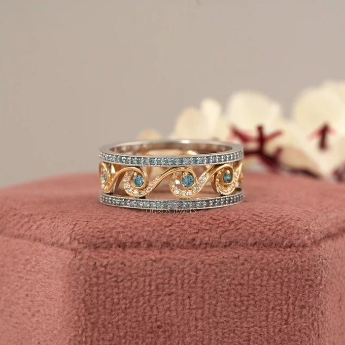 Round Diamond Double Row Micro Hollow Ring Rings