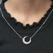 Round Cut Lab Diamond Crescent Moon Pendant Necklaces