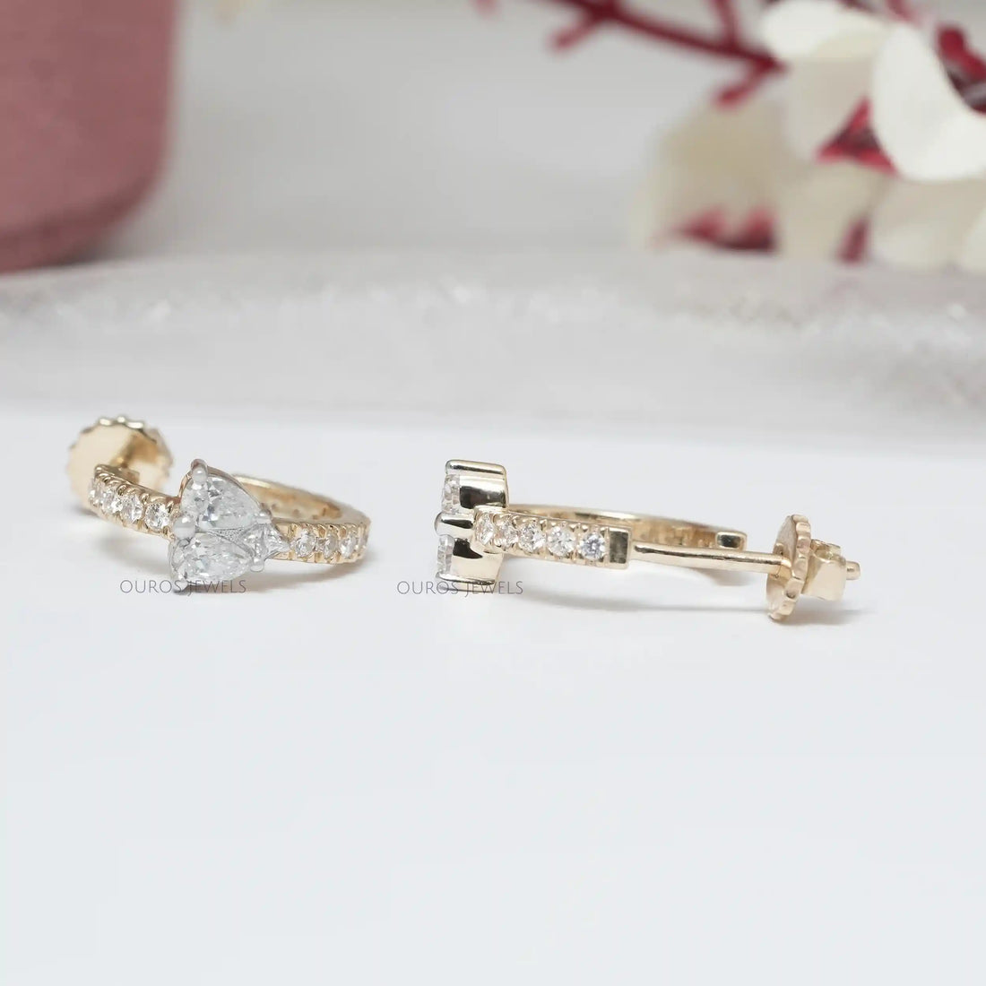 Pear Lab Grown Diamond Petite Huggie Hoop Earrings Earring