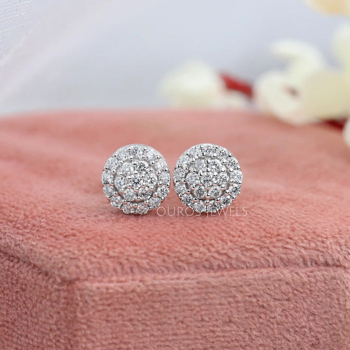 Cluster Round Cut Lab Grown Diamond Stud Earrings Earring