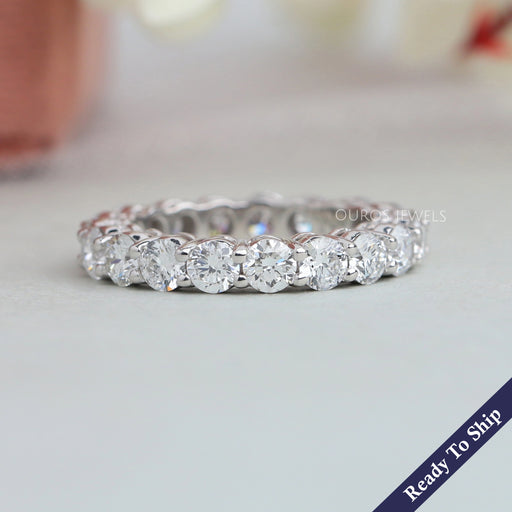 Round Lab Diamond Eternity Wedding Band Ring