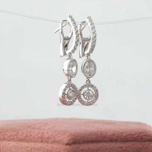 Round Cut Lab Grown Diamond Lever Back Earrings
