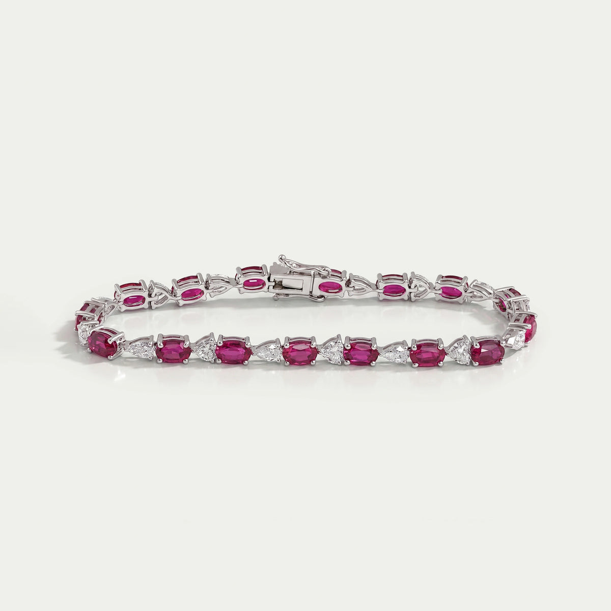 Ruby Oval and Diamond Tennis Bracelet Bracelet