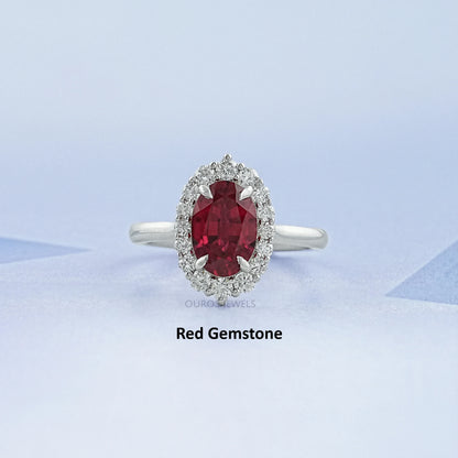 Oval Gemstone Halo Engagement Ring