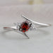 Red Oval Cut Lab Diamond Bypass Ring