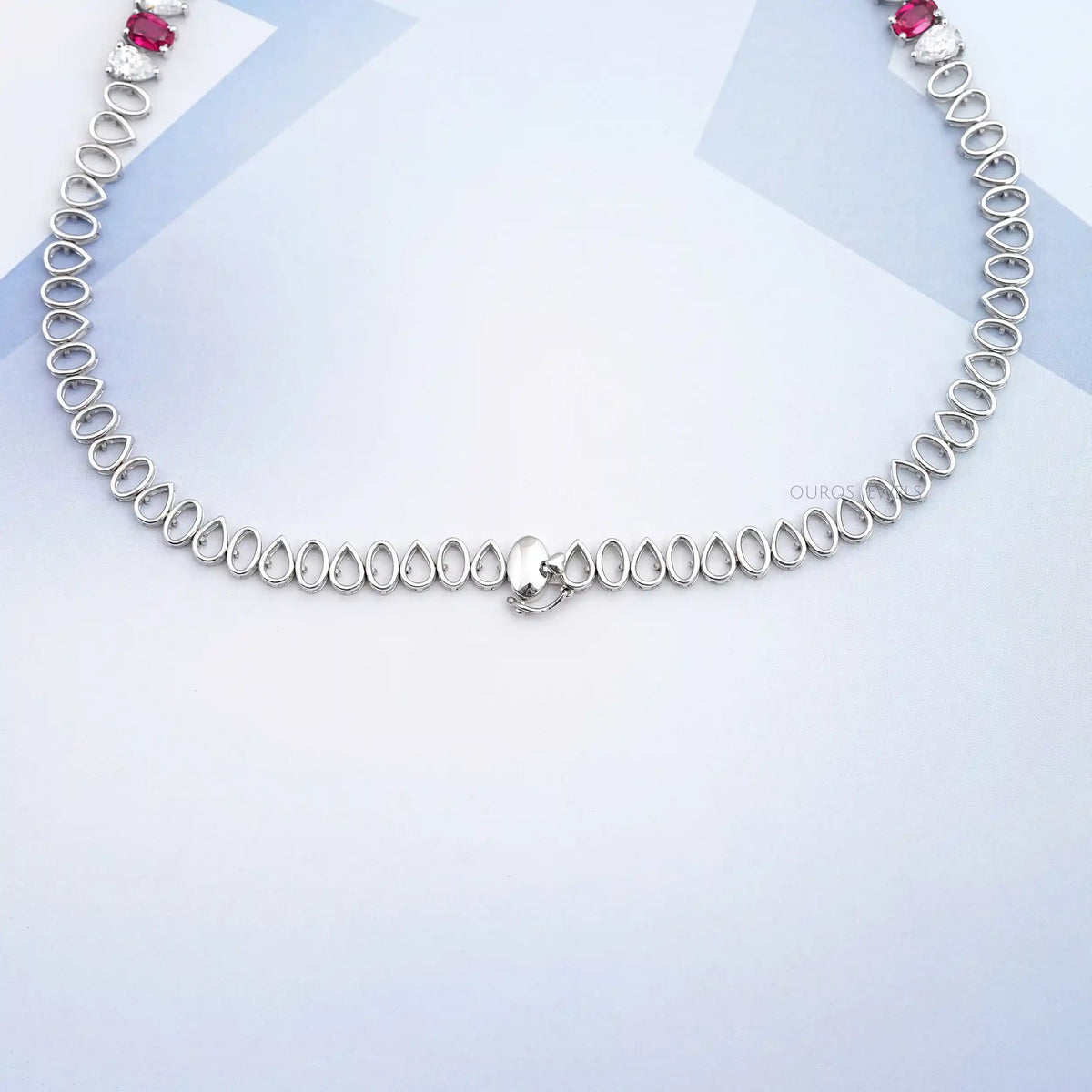 Ruby Pear And Oval Gemstone Necklace