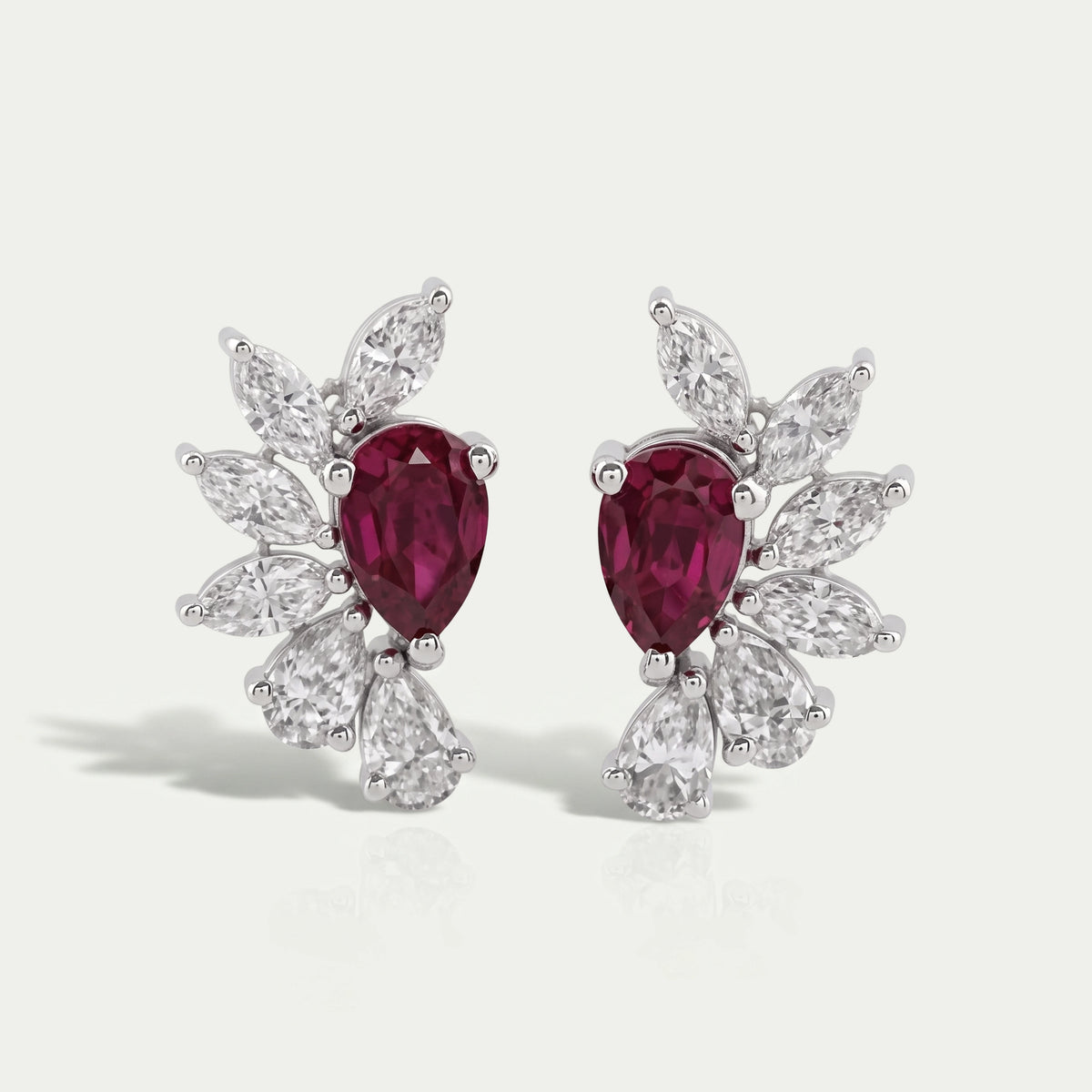 Pear Cut Lab Grown Ruby Gemstone Earrings
