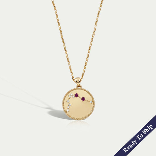 Aquarius Zodiac Ruby Gemstone Pendant Necklaces