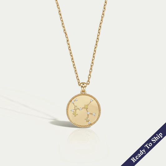 Sagittarius Sign Zodiac Yellow Gemstone Pendant Necklaces