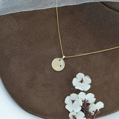 Libra Zodiac Sign Sapphire Gemstone Pendant Necklaces