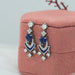 Sapphire Heart And Round Cut Cluster Drop Dangle Earrings Earrings
