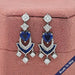 Sapphire Heart And Round Cut Cluster Drop Dangle Earrings Earrings