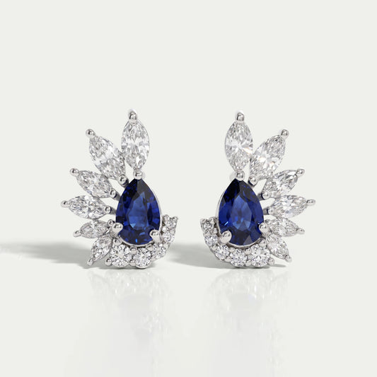 Pear Cut Sapphire Gemstone Stud Earrings Earrings