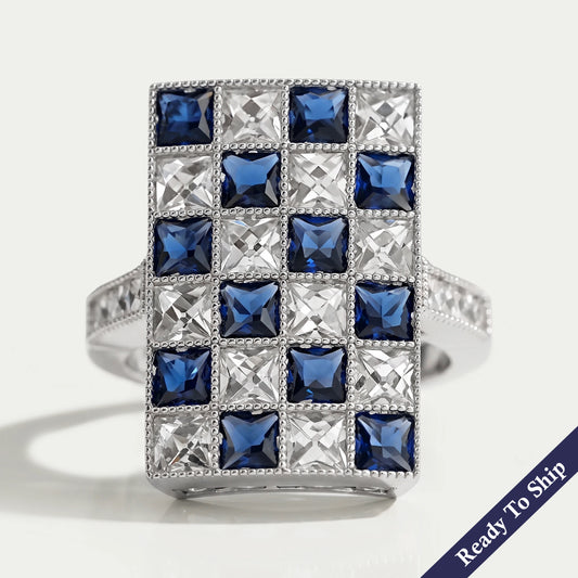 Sapphire Princess Gemstone And French Cut Vintage Ring Rings