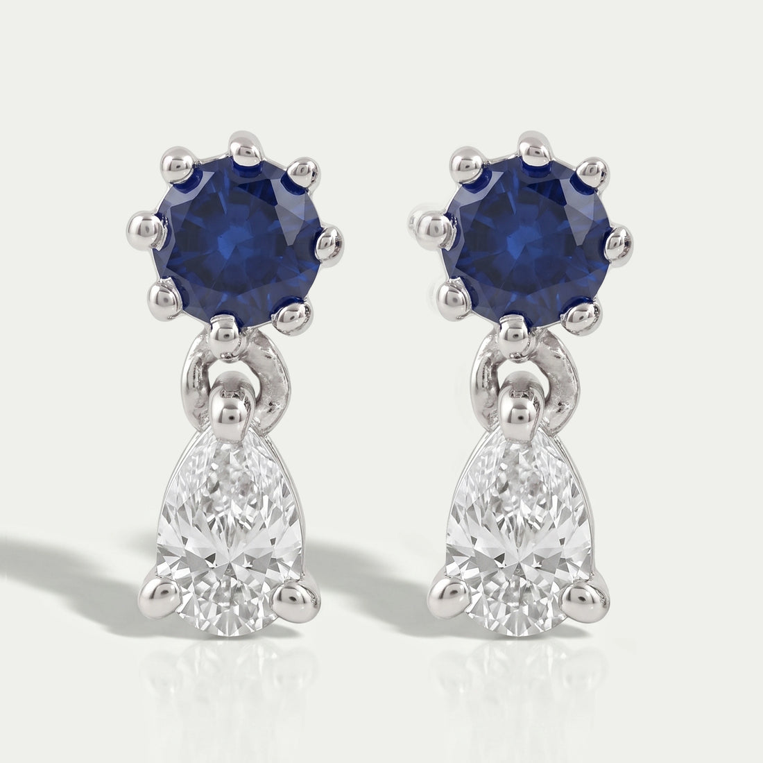 Sapphire Round Cut Gemstone Dangle Earrings