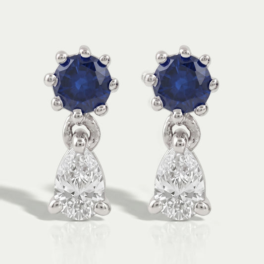 Sapphire Round Cut Gemstone Dangle Earrings