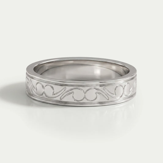 Scroll Engraved Wedding Men's Bands Rings