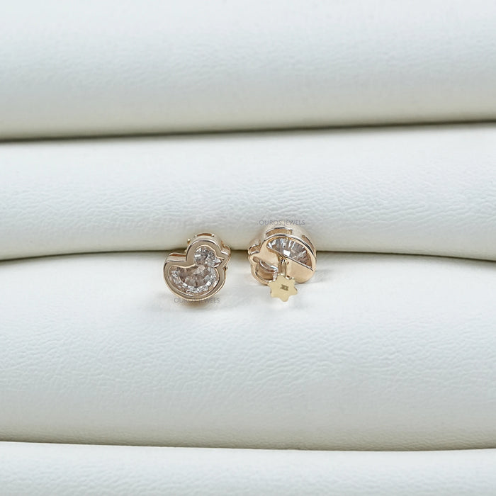 Duck Cut Lab Diamond Bezel Set Stud Earrings Earring